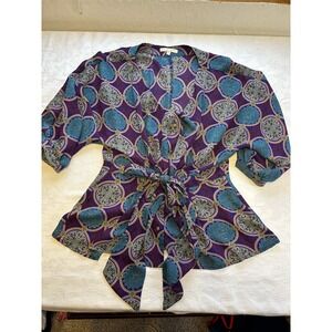 Under Skies Women Summer blouse S Flowy bell Sleeves medallion‎ Botanical boho